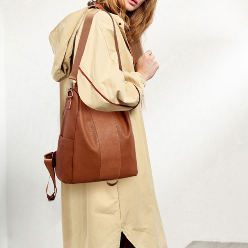 New  fashion bag shoulder bag retro solid color backpack