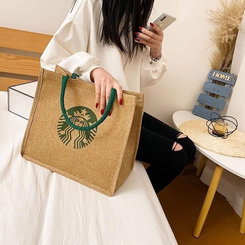 Túi Cói In Logo thương hiệu Stabuck