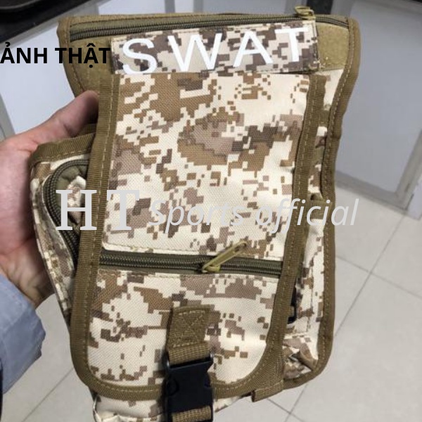 Túi đeo hông, đeo bụng nam Swat HT Sports vải bố siêu bền chống nước phong cách quân đội
