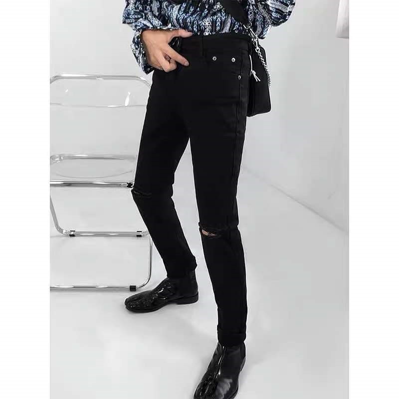⚡𝐐𝐔𝐀̀ 𝐒𝐈𝐄̂𝐔 𝐇𝐀̂́𝐏 𝐃𝐀̂̃𝐍⚡Quần jean nam trắng trơn rách gối chất bò co giãn cao cấp ống đứng dáng slimfit đẹp TRENDYSTORE | BigBuy360 - bigbuy360.vn