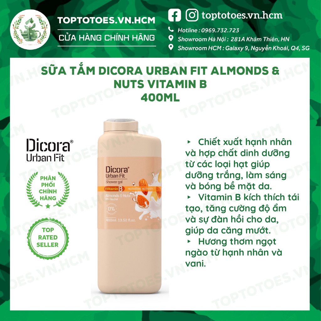 Sữa tắm dưỡng da Dicora Urban Fit Shower Gel - 400ml [NHẬP KHẨU CHÍNH HÃNG 100%]