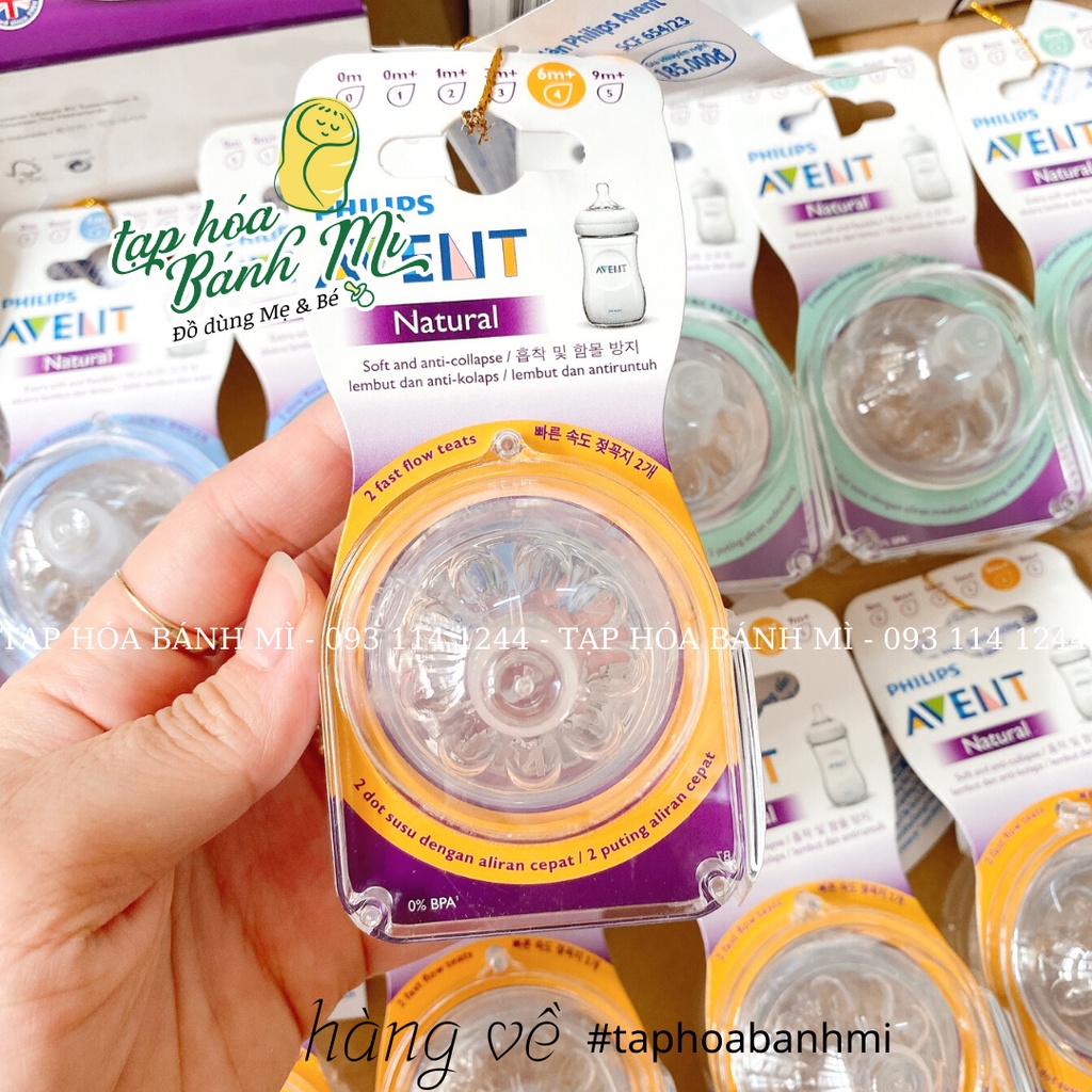Núm ti bình sữa Philips Avent natural cổ rộng (set 2)