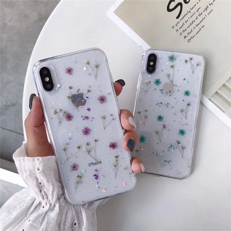 Ốp điện thoại mềm trong suốt họa tiết hoa xinh xắn cho iPhone 12 11 Pro MAX X/10 6 6S 7 8 plus XS MAX