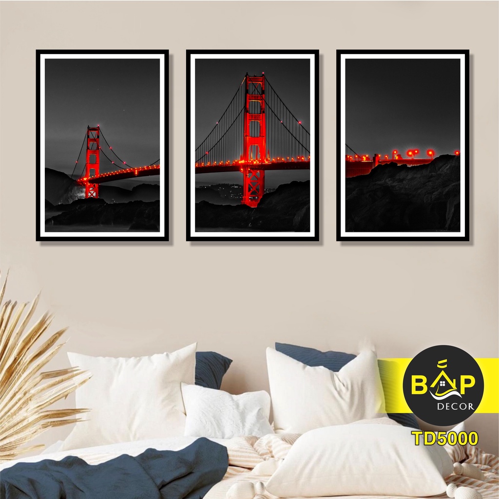 16 Set tranh treo tường, 3 bức, khổ Vừa, tranh dán tường, decor, canvas, Bắp Decor