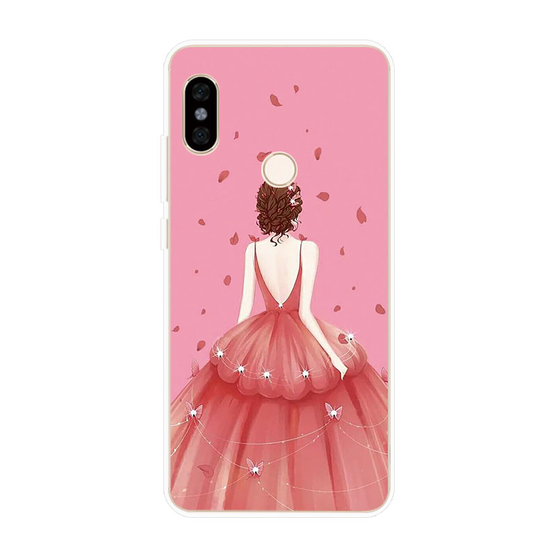 Xiaomi Redmi Note 4 4X 5A Prime 5 6 Pro Soft TPU Silicone Phone Case Cover Girl Back View