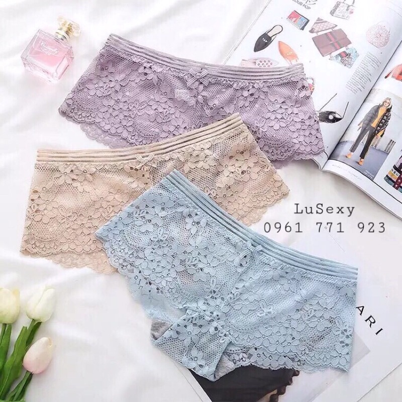 QUẦN LÓT REN NỮ SEXY CAO CẤP - Quần lót nữ ren đùi màu da, đen, hồng, tím, xanh