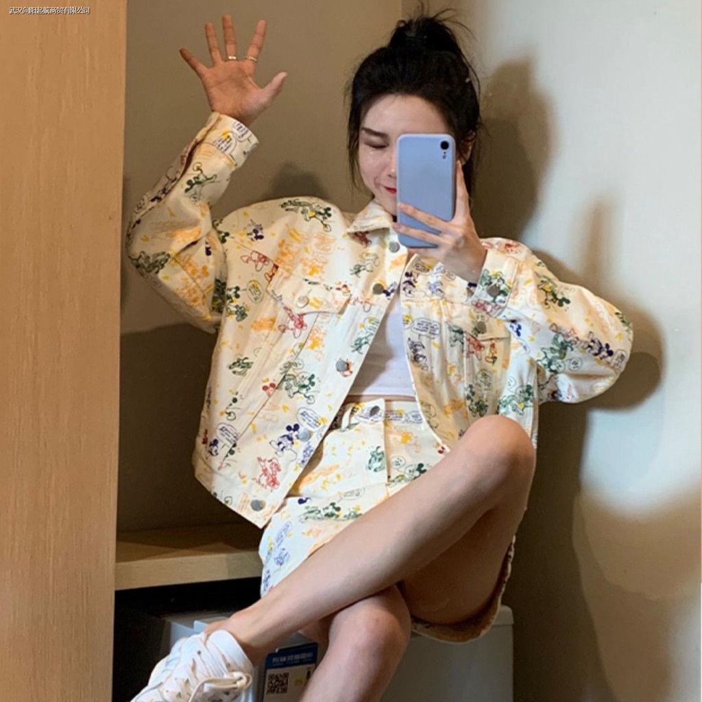 Set Áo Thun Ngắn Tay + Chân Váy Denim Thời Trang Nữ Mới