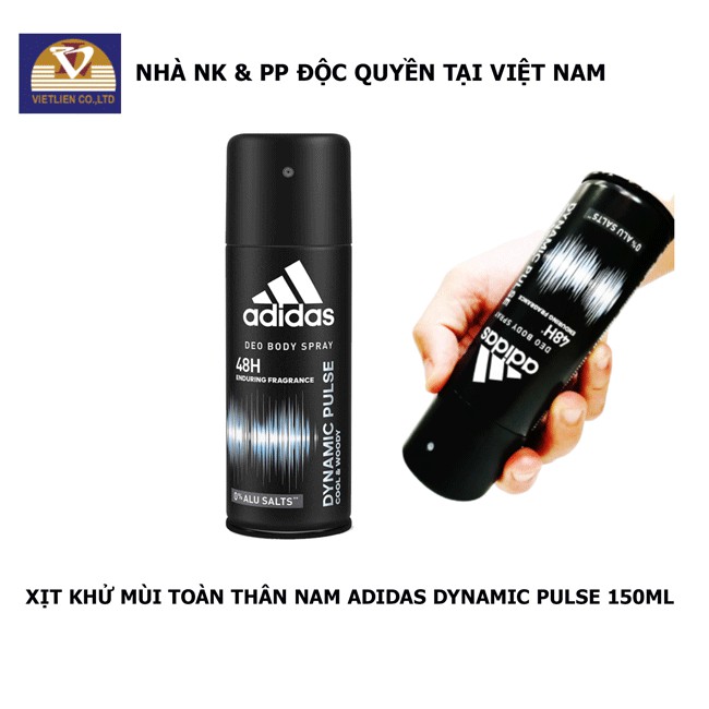 COMBO Lăn Khử Mùi Nam Adidas Dynamic Pulse 40ml + Xịt Khử Mùi Toàn Thân Nam Adidas Dynamic Pulse 150ml