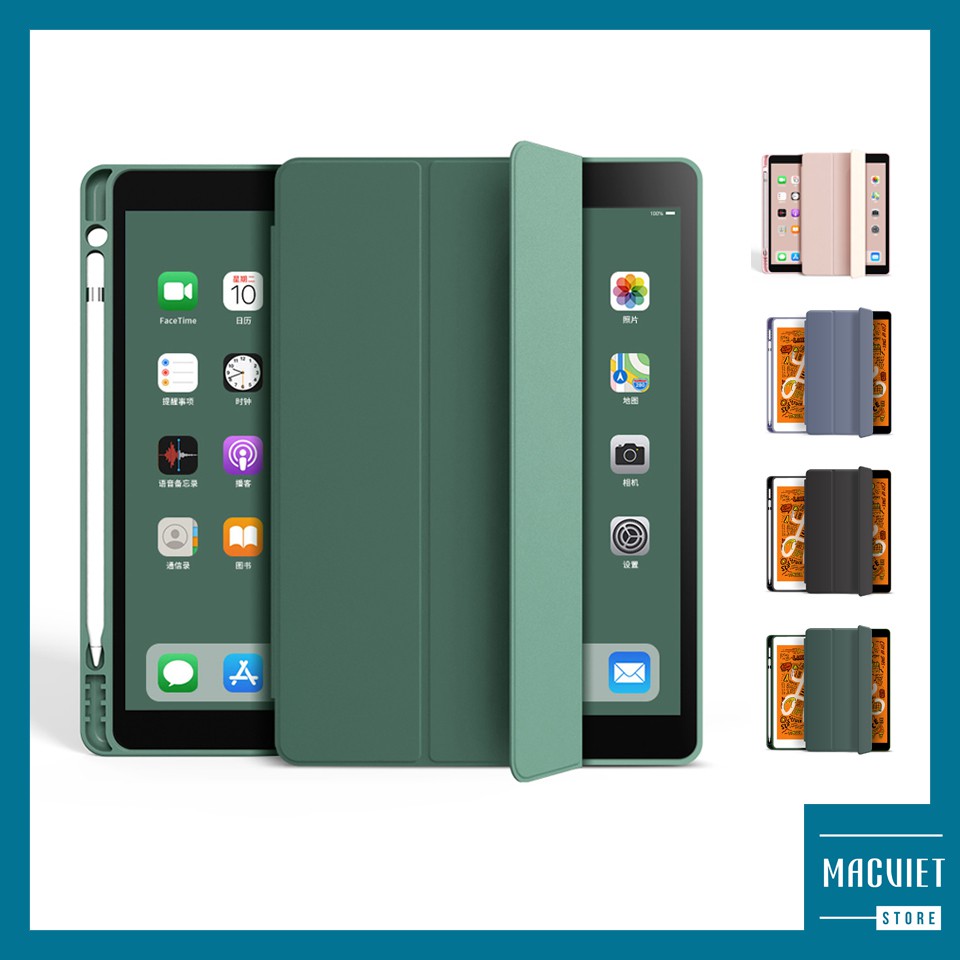 Bao Da iPad, Ốp iPad Có Khay Đựng Bút Tích Hợp  Màu Pastel