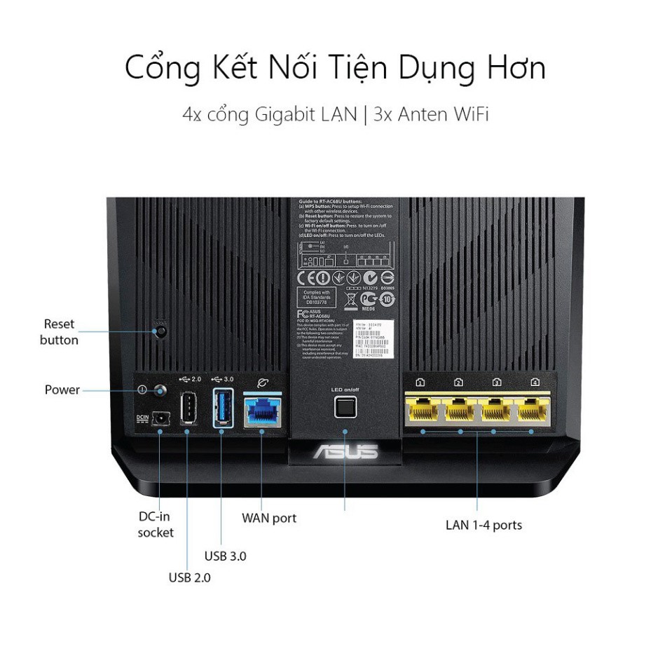 Router Wifi băng tần kép ASUS RT-AC86U (Gaming Router)hỗ trợ AiMesh