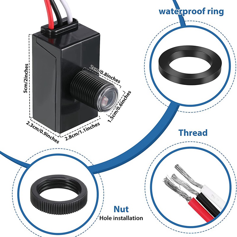 Set 12 Công Tắc Cảm Biến Quang Điện 120V Cho Bóng Đèn Ngoài Trời