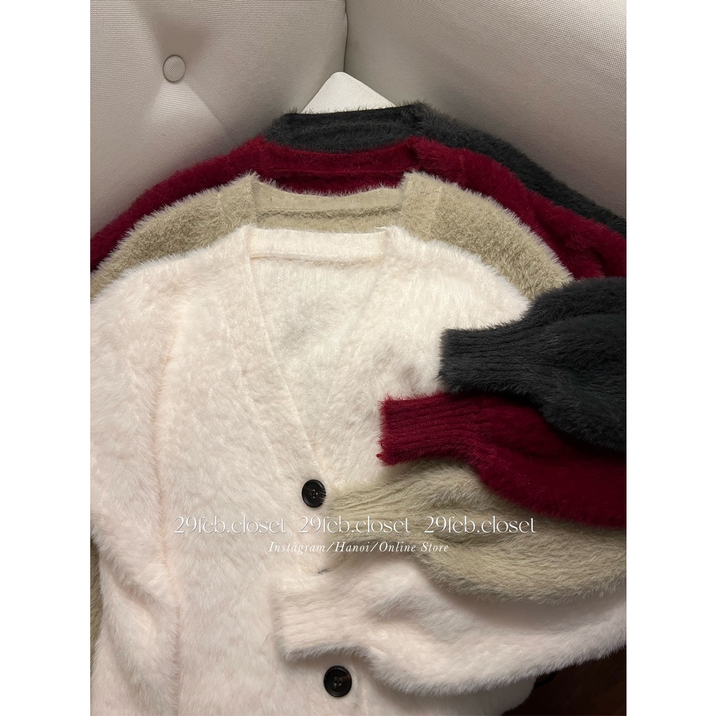 [Ảnh thật/Video] Áo khoác cardigan lông mượt mềm mịn dáng rộng - 29feb.closet | BigBuy360 - bigbuy360.vn