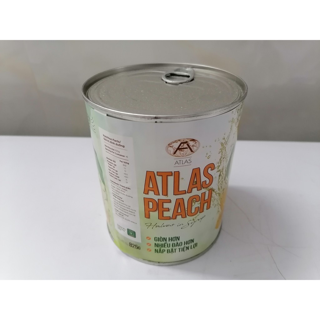 [825g] ĐÀO NGÂM SI RÔ [South Africa] ATLAS Peach Halves in Syrup (als-hk)