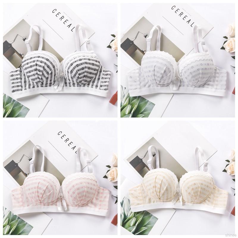 Set áo lót kẻ sọc cup 3/4 kèm quần lót kiểu dáng nữ tính