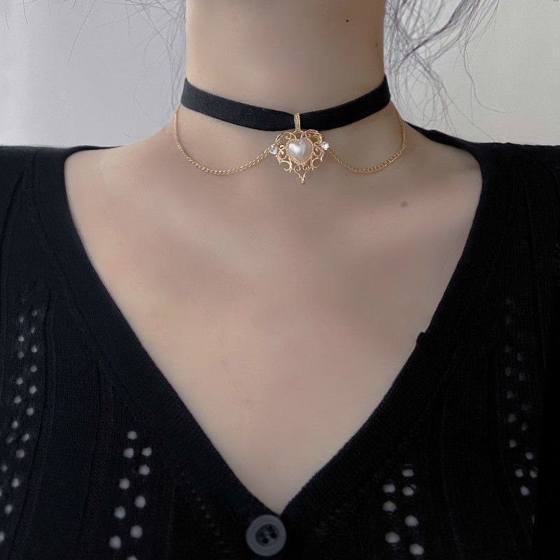 Vòng Cổ choker Vải Nhung Mặt Hình Trái Tim Thời Trang Dành Cho Nữ 22254
