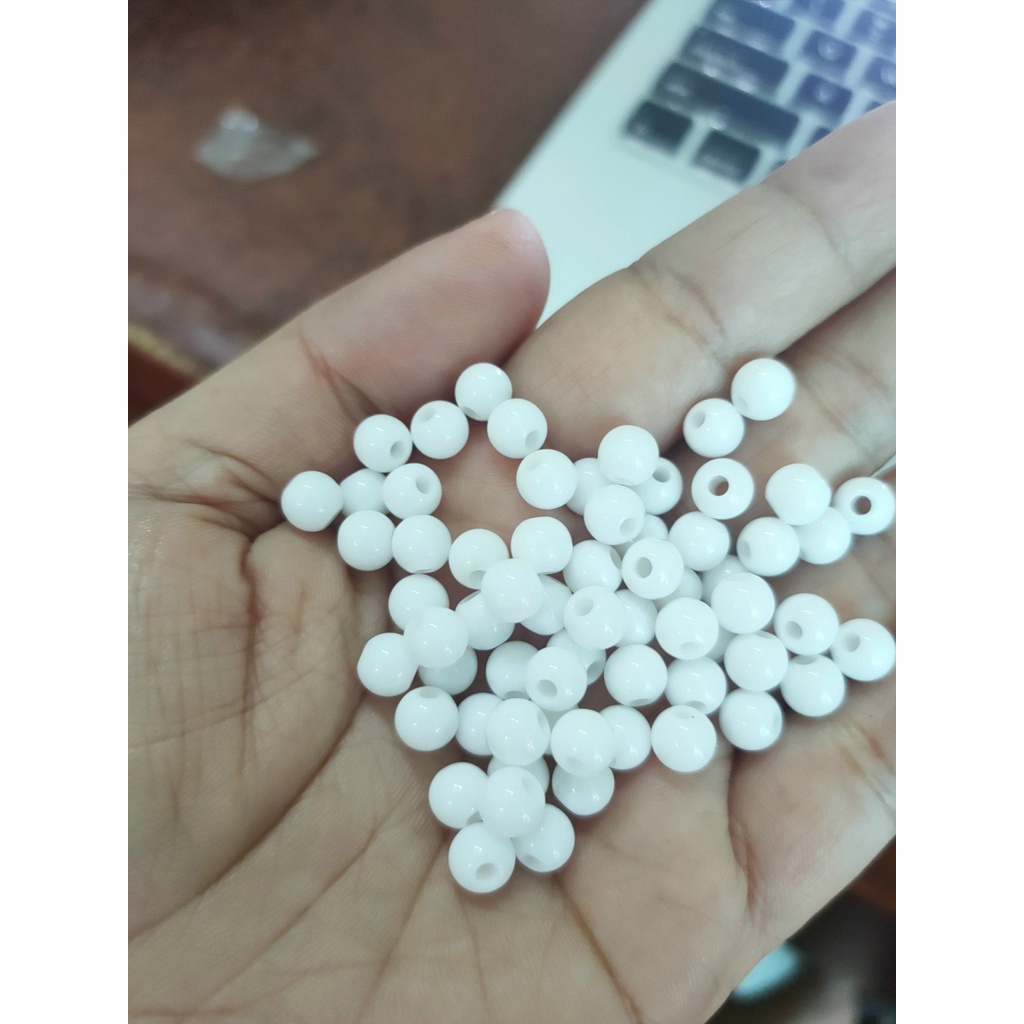 10/25/50gam hạt nhựa tròn trắng tròn size 6mm