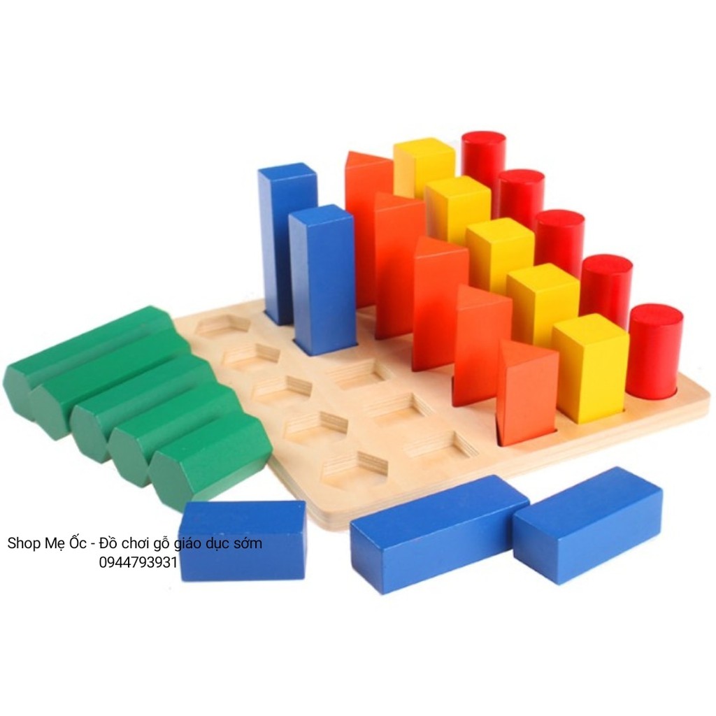 Giáo cụ Montessori_Xếp khối hình học bậc thang_Geometry Ladde