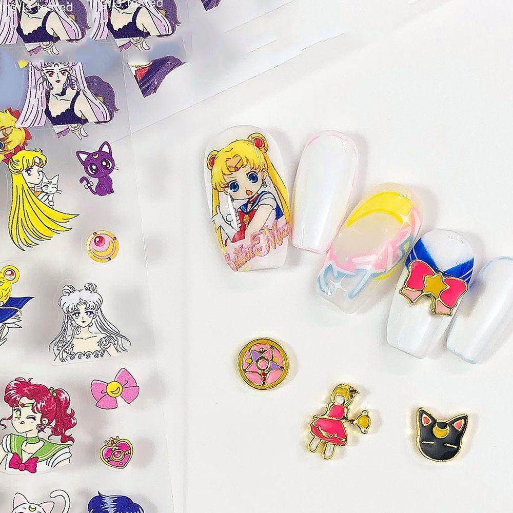 EXPEN Sailor Moon Miếng Dán Trang Trí Móng Tay Chống Thấm Nước Hình Thủy Thủ Mặt Trăng Bằng