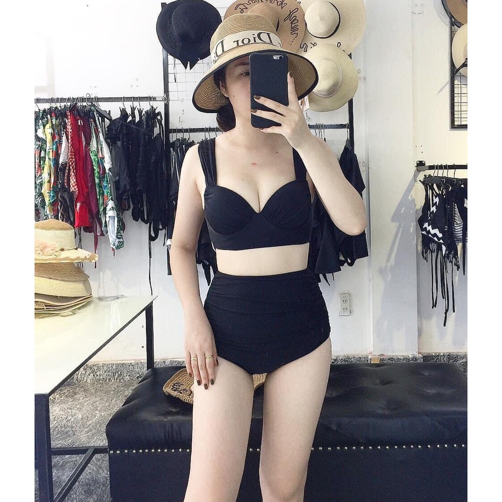 [NHIỀU MÀU + LOẠI ĐẸP] Bikini 2 mảnh crop dây dày mix quần nhún che bụng