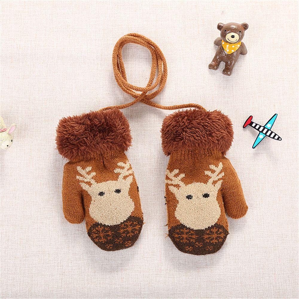 Găng Tay Nhung Mùa Đông In Họa Tiết Hươu Hoạt Hình Cho Bé Sơ Sinh