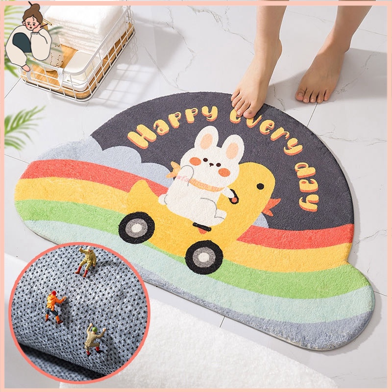 Thảm chống trượt nhà tắm mềm mại thấm hút tốt họa tiết hoạt hình đáng yêu