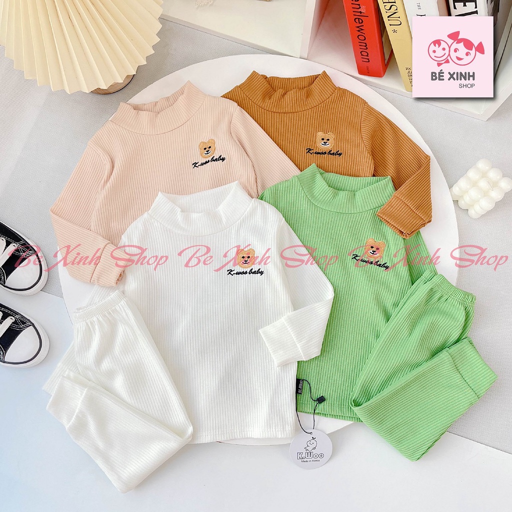 Quần Áo Thu Đông Bộ Len Cho Bé Gái Trai 3P GẤU
