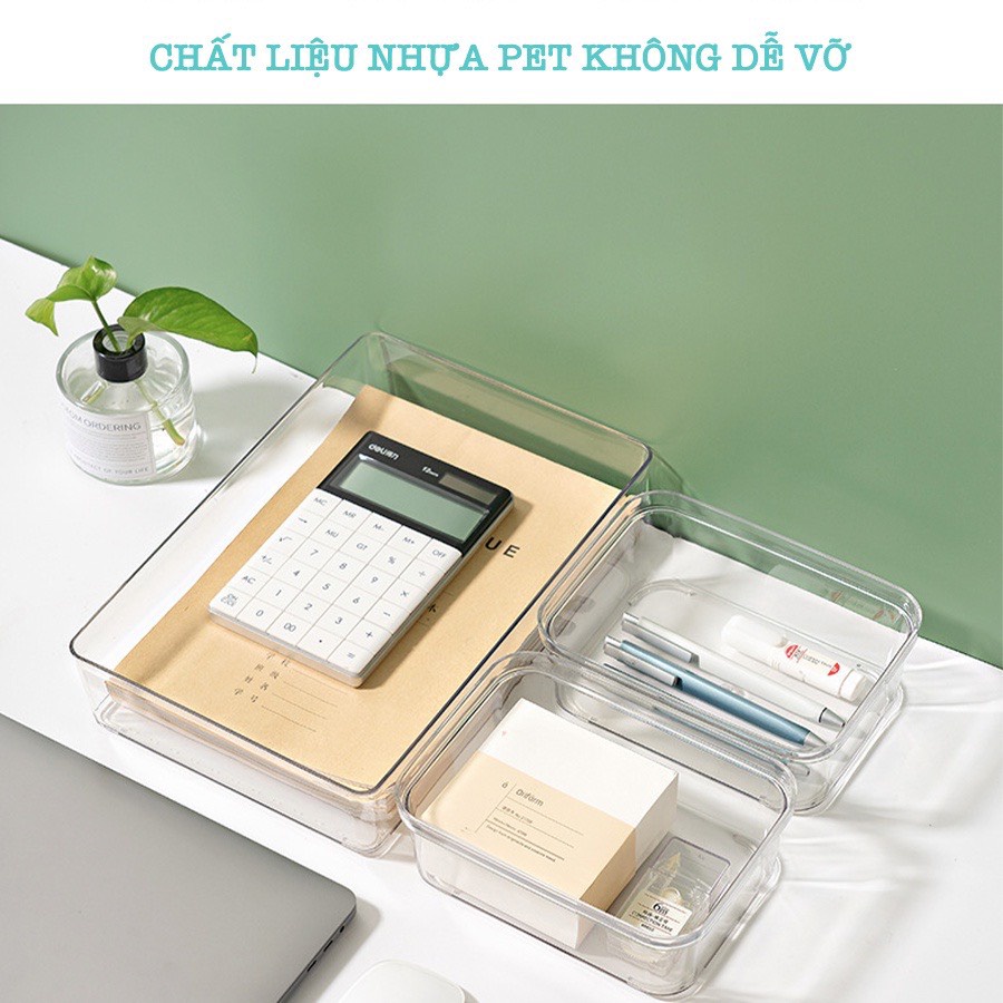 Khay chia ngăn kéo tủ trong suốt phong cách Nhật Bản nhiều size siêu dày dặn