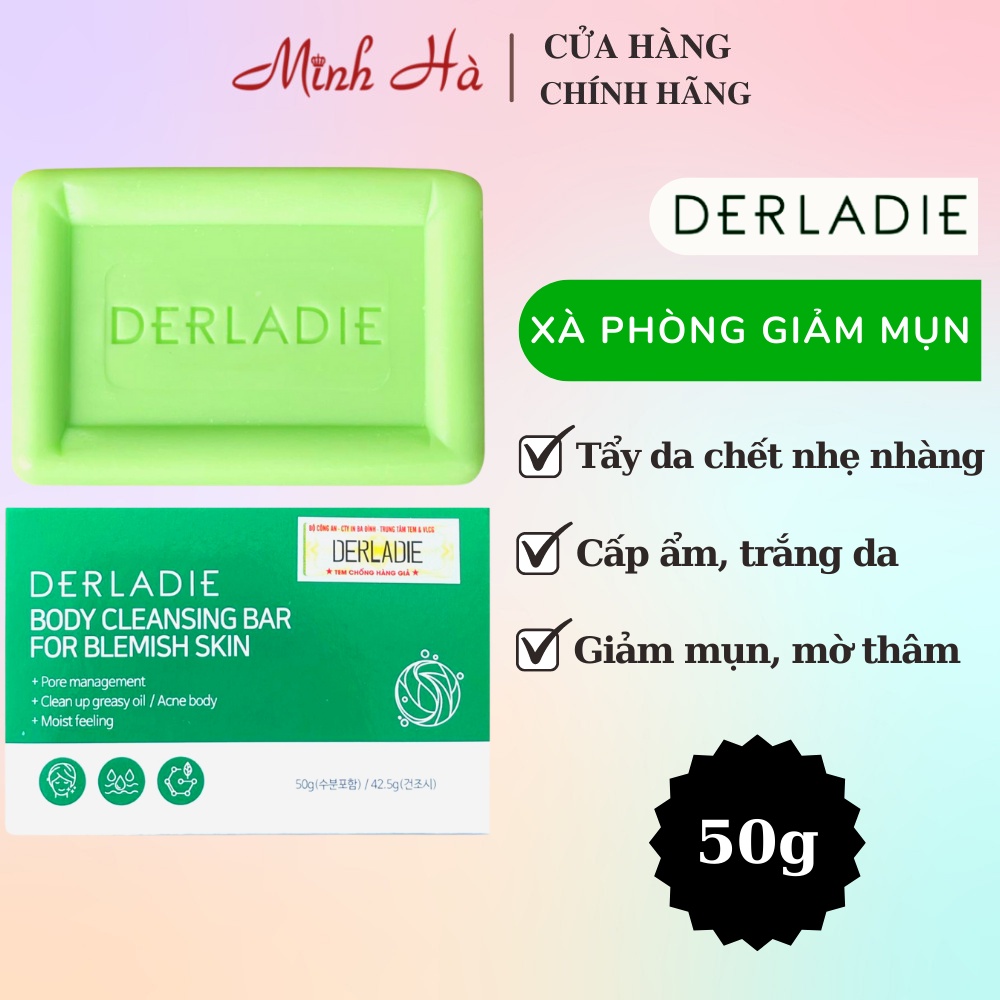 Xà phòng Derladie Body Cleansing Bar For Blemish Skin 50g giúp giảm mụn cơ thể