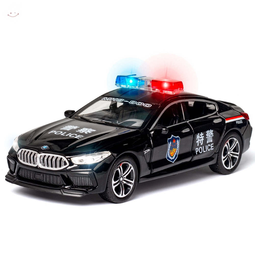Đồ trang trí Xe Cảnh Sát BMW Có Đèn Và Âm Thanh Bằng Hợp Kim Tỉ Lệ 1:32