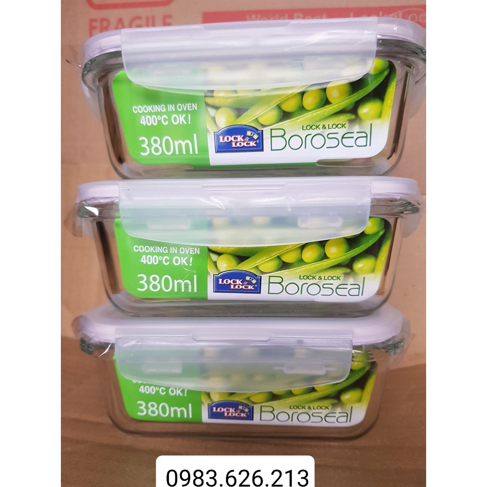 Combo 3 hộp thủy tinh  lock and lock chịu nhiệt 500ml