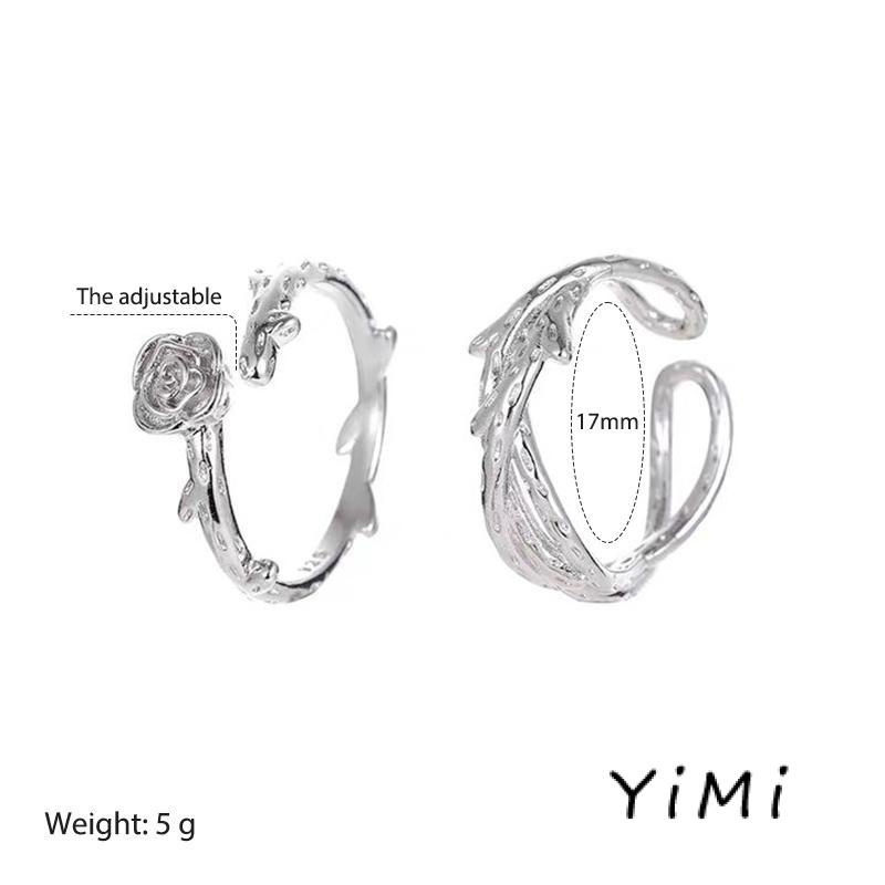 （1 cặp）  Nhẫn Hở Hình Hoa Hồng 3D Sáng Tạo Có Thể Điều Chỉnh Dành Cho Cặp Đôi