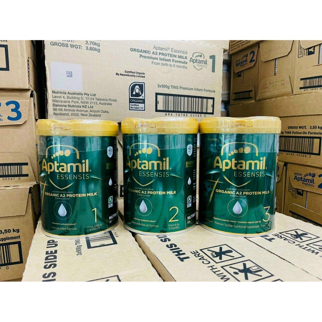 Sữa Aptamil Essensis Số 3, 2,1 Dòng Sữa Hữu Cơ Organic Tăng Đề Kháng Hộp 900G Nhập Khẩu Nội Địa Úc - Riobaby