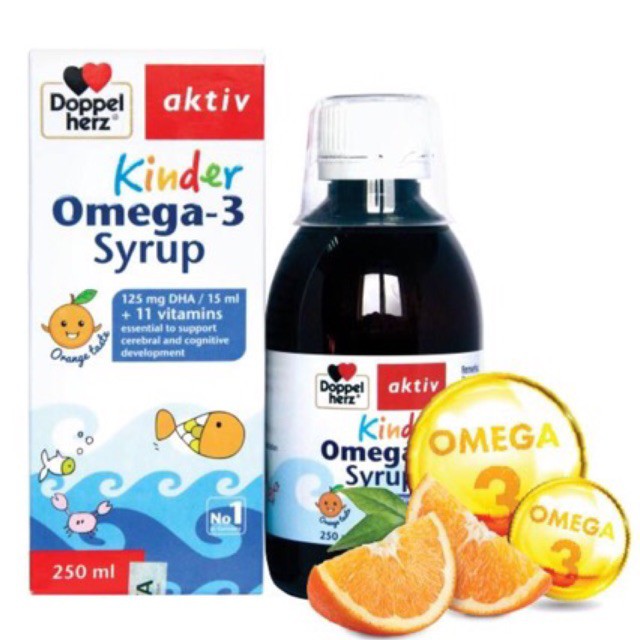 ✅ Omega DHA cho trẻ Kinder Omega 3 syrup Doppel Aktiv Đức
