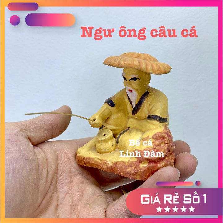 Tượng Lão Ngư Ông câu cá trang trí bể cá, hòn non bộ , sân vườn, tiểu cảnh