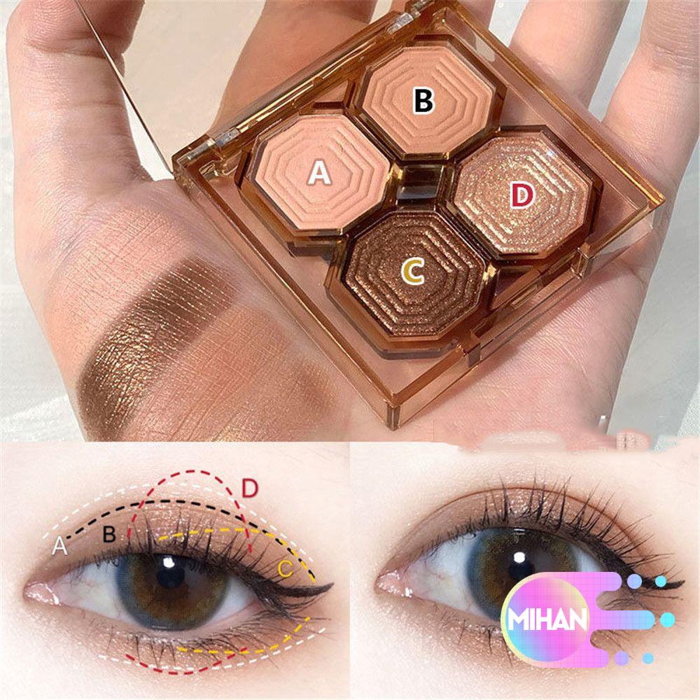 [Hàng mới về] Bảng phấn mắt 4 tông màu lì và ánh ngọc trai tạo lớp trang điểm chống thấm nước lâu trôi mihan1
