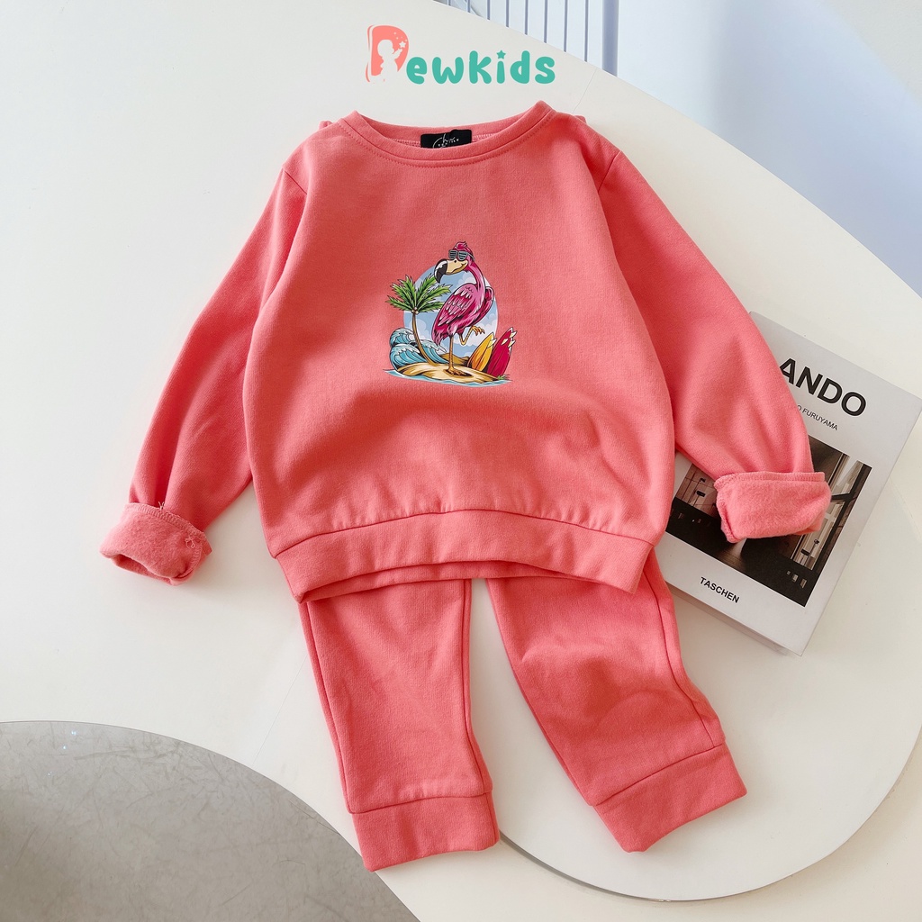 Bộ thu đông cho bé Dewkids, Đồ bộ cho bé họa tiết vải nỉ thun cao cấp