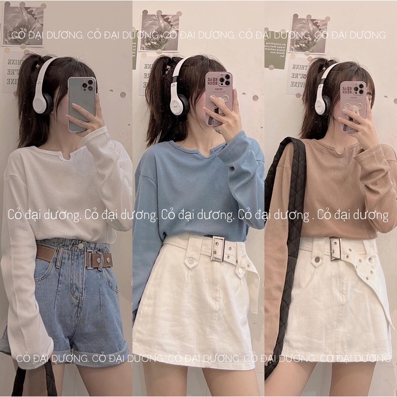 Áo sần ô dài tay 5820