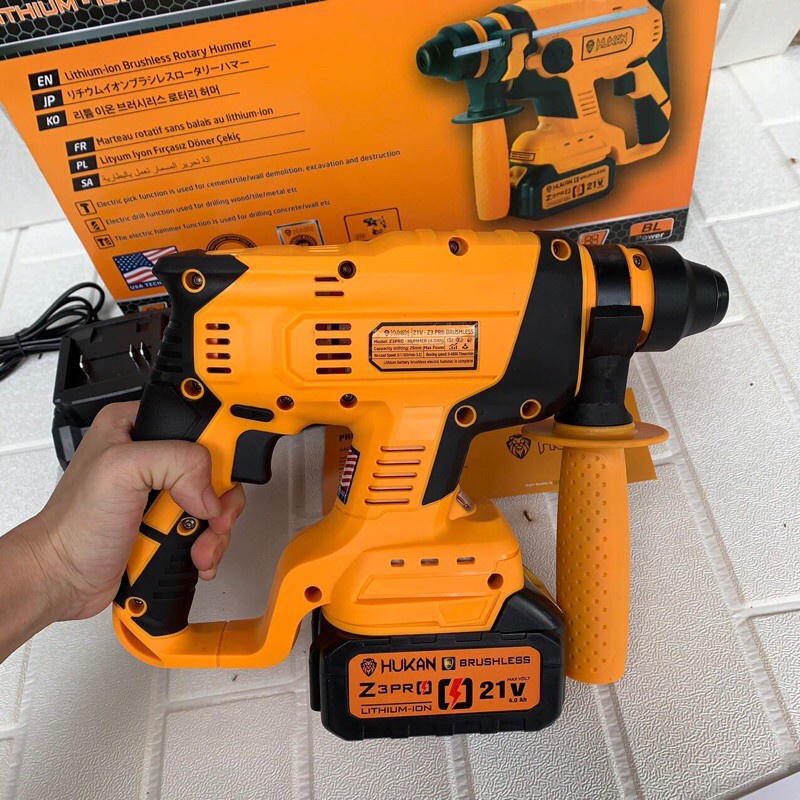 Máy khoan bê tông pin HUKAN Z3 PRO 21V không chổi than 3 chức năng