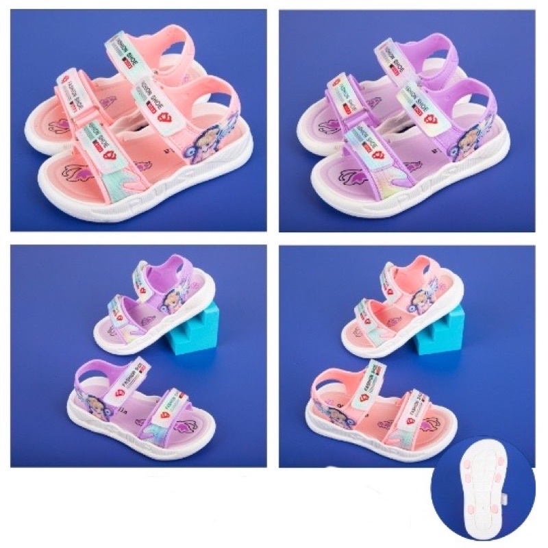 Sandal bé  gái đế cao su quai hậu cho bé gái từ 3 tuổi đến 10 tuổi Logo hình công chúa M2212