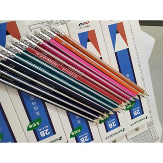 [Hot] Vỉ 12c Bút chì 2b SunWood 5728 có tẩy chì mềm học sinh