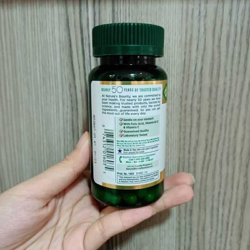 [6/2025] Viên uống bổ sung sắt cho người mệt mỏi, bà bầu thiếu Sắt Iron 28mg- 65mg Nature's Bounty