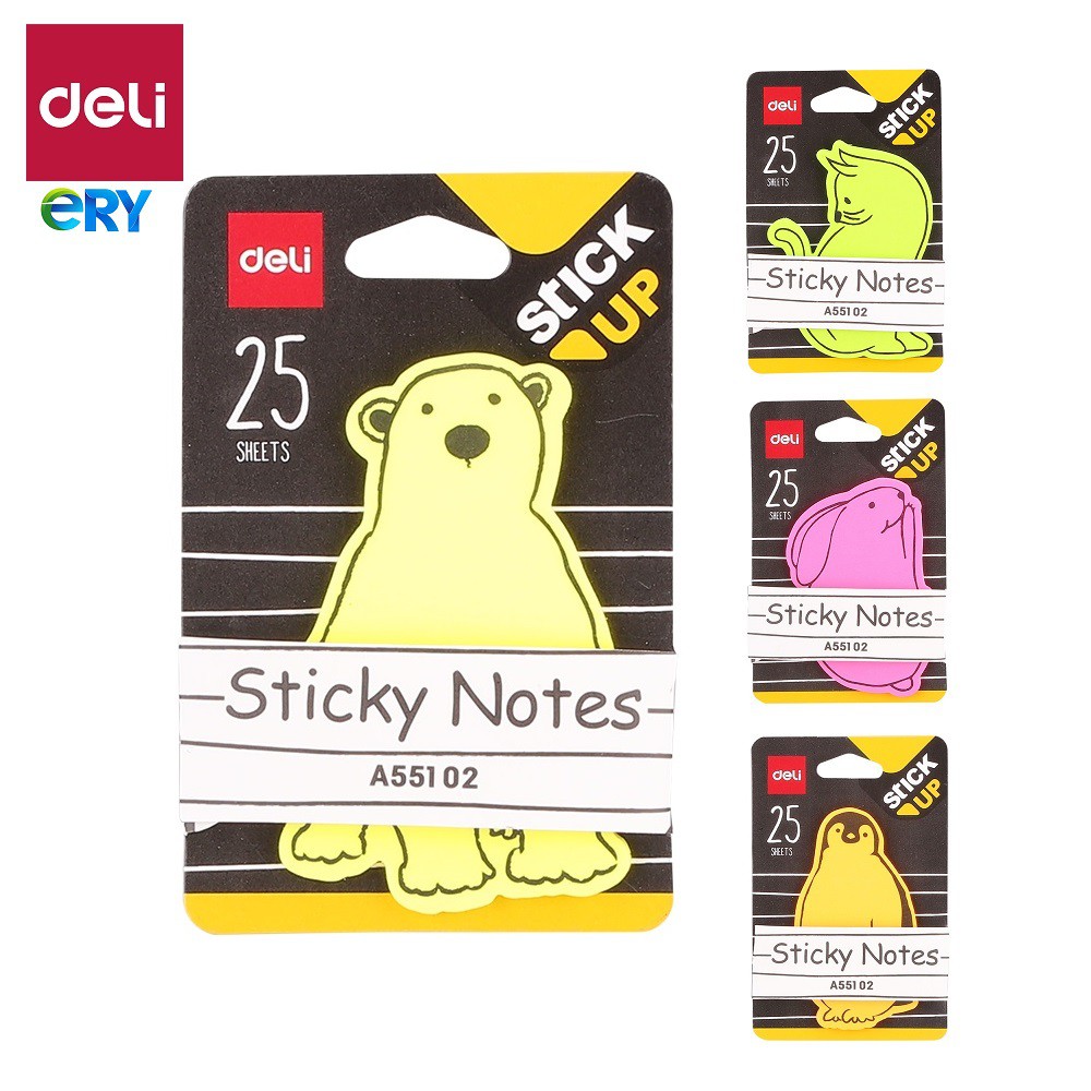 Giấy Note Ghi Chú - Hình Ảnh Động Vật - Sticky Notes DELI | A55102