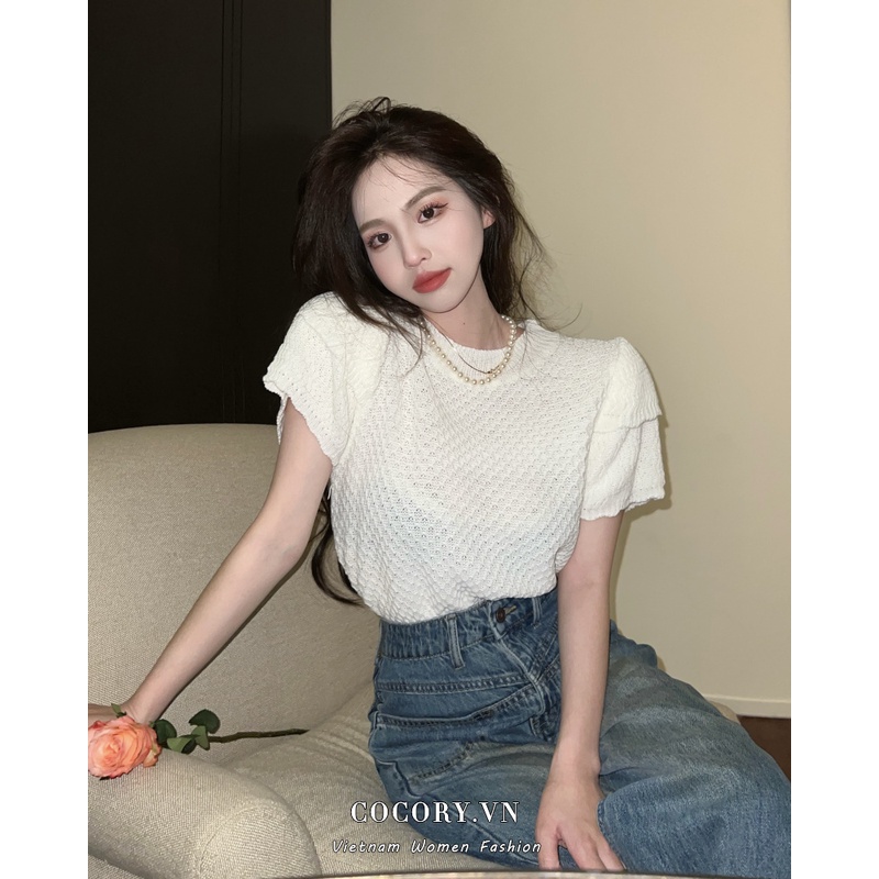 Cocory vn Áo Thun Ngắn Tay Cổ Tròn Thời Trang Retro Cho Nữ