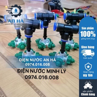 Combo 5 béc phun sương 4 hướng + t nối nhanh ống phun sương