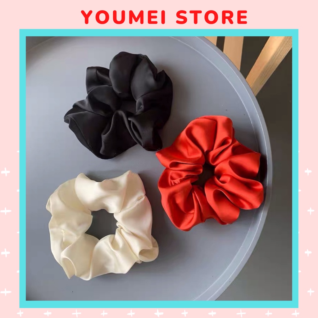 Dây buộc tóc, cột tóc scrunchies vải lụa xinh xắn - S06