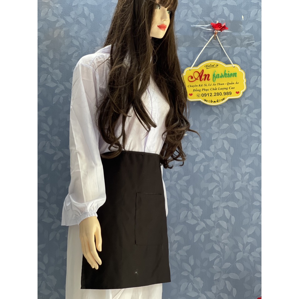 Tạp Dề Ngắn Trơn Màu Đen Vải KaKi Cao Cấp _ Xưởng sản xuất trực tiếp