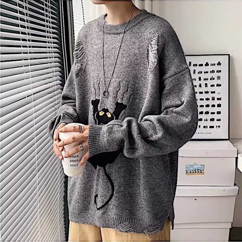 Áo Sweater Cổ Tròn In Họa Tiết Hoạt Hình Phong Cách Hipster Thời Trang Thu Đông Cho Nam