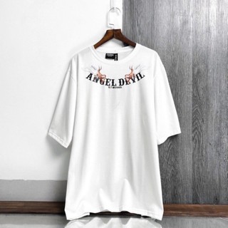 Áo thun tay lỡ Form rộng Angel Devil cotton nam nữ unisex, áo phông nam nữ A26