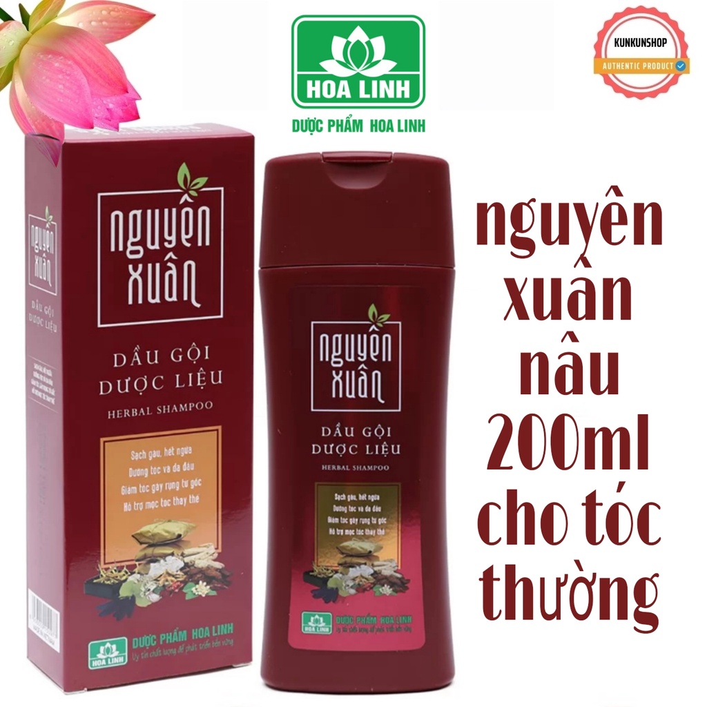 Dầu Gội Dược Liệu Nguyên Xuân Nâu  5.5ml 200ml 250ml 350ml 450ml 600ml chính hãng cho tóc thường hết gàu ngứa