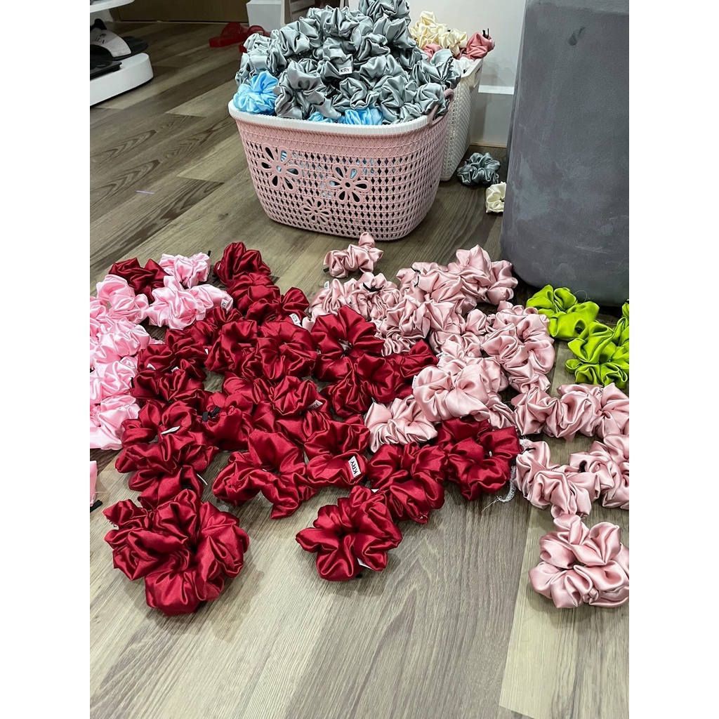 Dây buộc tóc srunchies lụa satin phi bóng giá sỉ made by Kry DT03